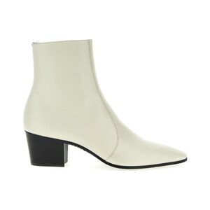 NIB Saint Laurent Vassili 60 Zip Ankle Boots Vintage Pearl EU41